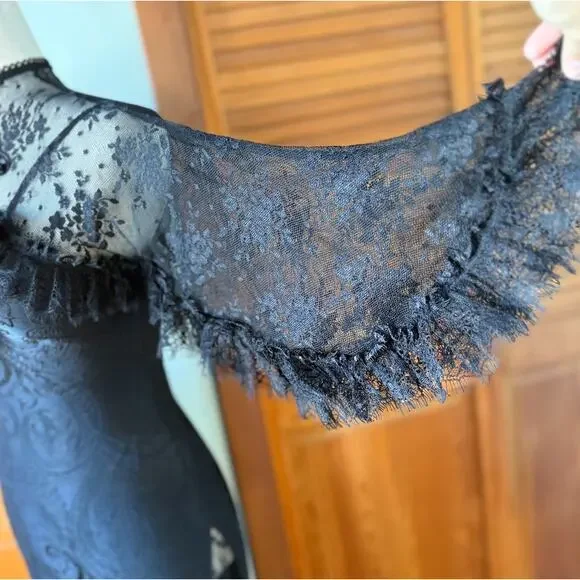 Devil Fashion Gothic Victorian 1930s 'Birds of a Feather' Lace Maxi Gown Dress - Picture 5 of 16